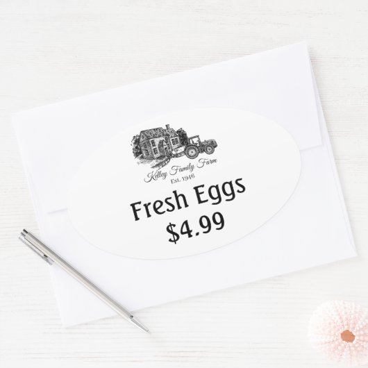 Anpassung der Preiskennzeichnungen für frisches Ei Ovaler Aufkleber (Umschlag)