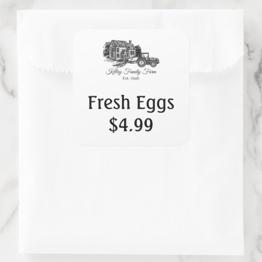 Anpassung der Preiskennzeichnungen für frisches Ei Quadratischer Aufkleber (Tasche)