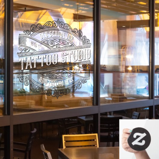 Anpassung des Old School Ink Tattoo Shop Fensteraufkleber (Restaurantfenster)