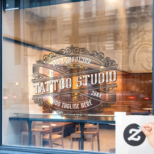 Anpassung des Old School Ink Tattoo Shop Fensteraufkleber (Café-Fenster)