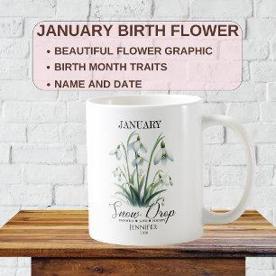 Anpassung Januar Geburtstag Blume Schnee fallen Kaffeetasse