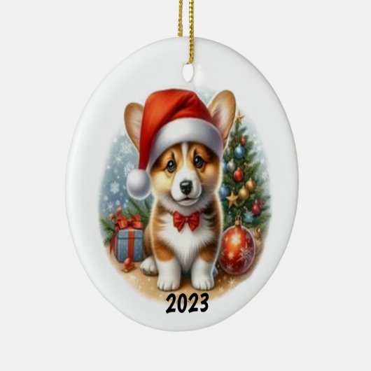 Anpassung von Corgi Wasserfarben Ornament verfügba (Rechts)