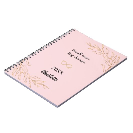 Anregendes Zitat von rosa Goldfolien Notizblock (Linke Seite)