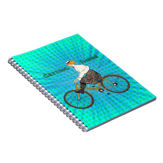 "Anreise" Vintage Fahrradlerin Notizblock (Rechte Seite)