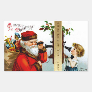 Anruf bei Santa Rechteckiger Aufkleber