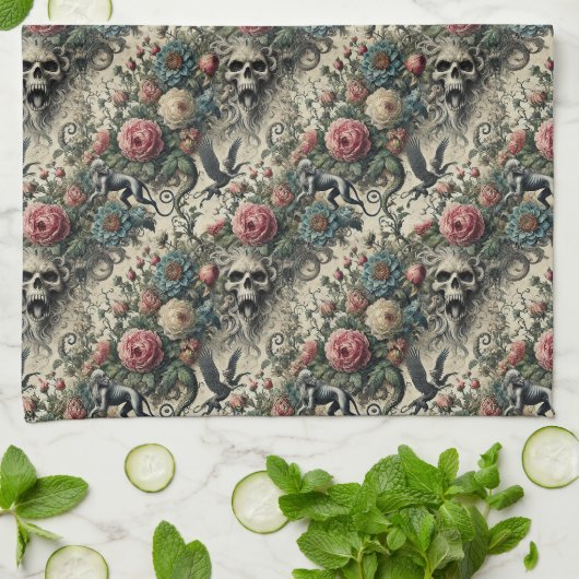 Anruf in die Nachtgalerie - Gotisch Viktorianisch Geschirrtuch (Gefaltet)