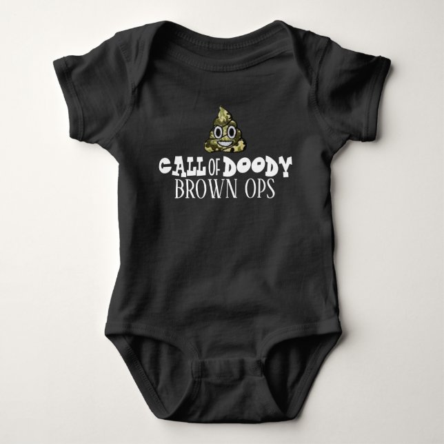 Anruf von Doody Brown Ops Gamer Baby Strampler (Vorderseite)