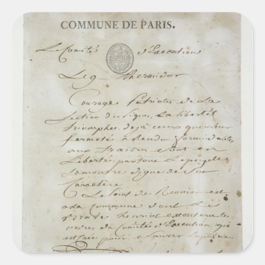 Anruf von Maximilien de Robespierre Quadratischer Aufkleber (Vorderseite)