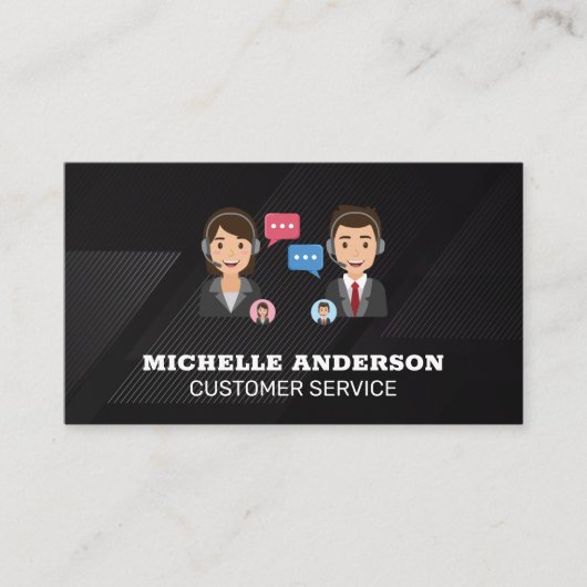 Anrufdienst | Sprechende Personen am Headsets Visitenkarte (Vorderseite)