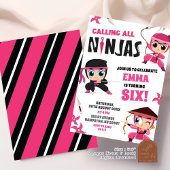 Anrufend All Pink Ninjas Girl Geburtstag Einladung