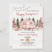 Anrufend alle glücklichen Campers Pink Camper Van  Einladung (Vorderseite)