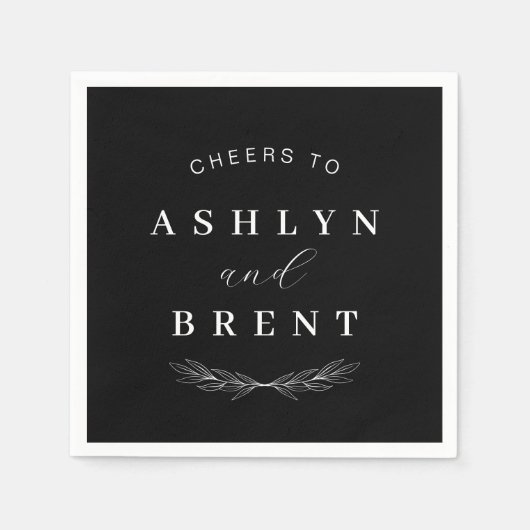 Anrufend an Black and Whit Wedding Cocktail Napkin Serviette (Vorderseite)