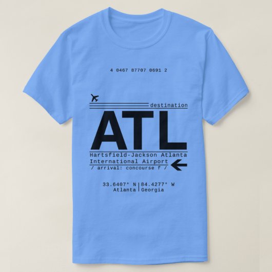 Anrufschreiben des internationalen Flughafens ATL T-Shirt (Design vorne)