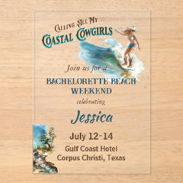 Anrufung aller Junggeselinnen-Abschied meiner Cowg Acryleinladungen