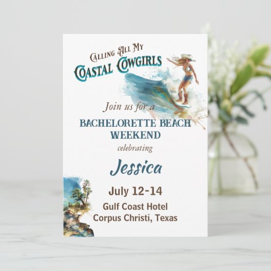Anrufung aller Junggeselinnen-Abschied meiner Cowg Einladung (Stehend Vorderseite)