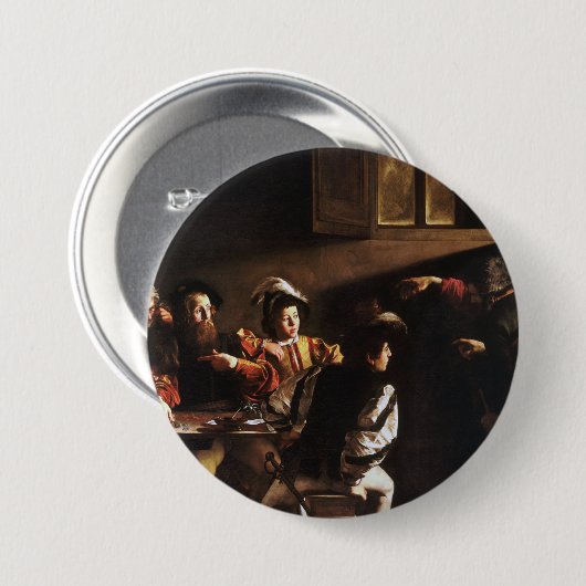 Anrufung von St. Matthew durch Caravaggio Button (Vorne & Hinten)