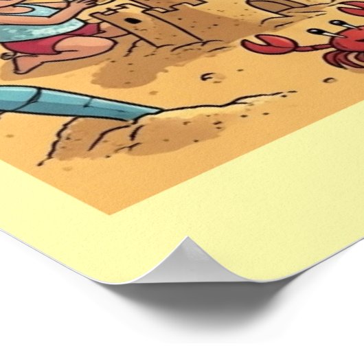 Ansammlung am Strand Poster (Ecke)