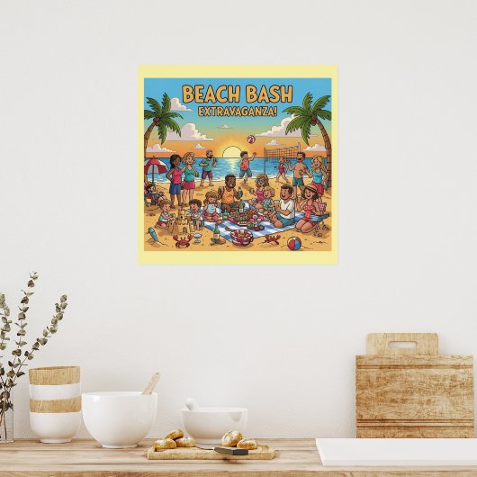 Ansammlung am Strand Poster (Küche)