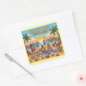 Ansammlung am Strand Quadratischer Aufkleber (Umschlag)