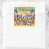 Ansammlung am Strand Quadratischer Aufkleber (Tasche)