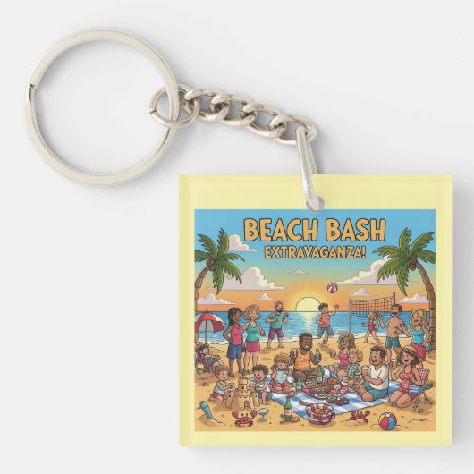 Ansammlung am Strand Schlüsselanhänger (Vorderseite)