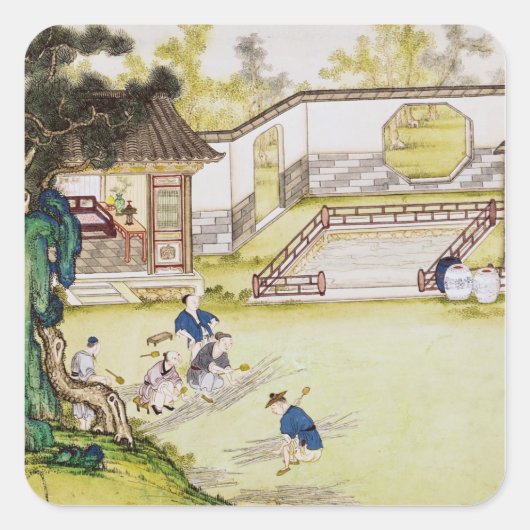 Ansammlung Bambus für Papier Quadratischer Aufkleber (Vorderseite)