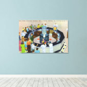 Ansammlung bei Brunnen im Saal Leinwanddruck (Insitu (Holzboden))