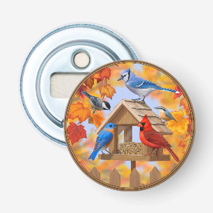 Ansammlung der Herbst-Vogelzuführung Flaschenöffner