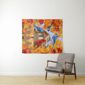 Ansammlung der Herbst-Vogelzuführung Wandteppich (Beispiel (Horizontal))