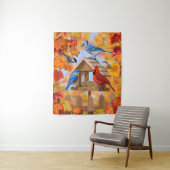 Ansammlung der Herbst-Vogelzuführung Wandteppich (Beispiel)