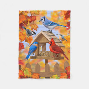 Ansammlung der Vogelzuführung Herbst Fleecedecke
