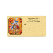 Ansammlung der Vogelzuführung Herbstgelb Adressaufkleber (Vorne)