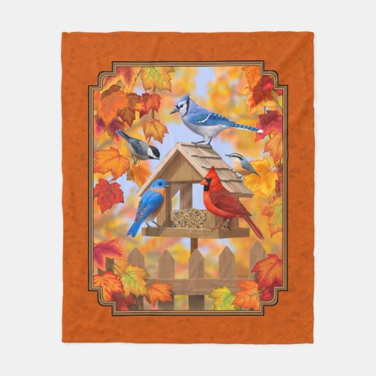Ansammlung der Vogelzuführung Herbstorange Fleecedecke (Vorderseite)