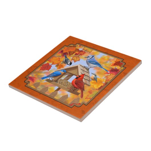 Ansammlung der Vogelzuführung Herbstorange Fliese (Seite)