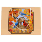 Ansammlung der Vogelzuführung Herbstorange Große Geschenktüte (Rückseite)