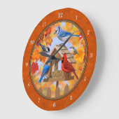 Ansammlung der Vogelzuführung Herbstorange Große Wanduhr (Winkel)