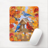 Ansammlung der Vogelzuführung Herbstorange Mousepad (Mit Mouse)