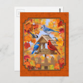 Ansammlung der Vogelzuführung Herbstorange Postkarte (Vorne/Hinten)