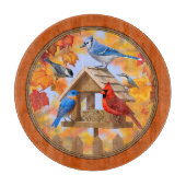 Ansammlung der Vogelzuführung Herbstorange Schneidebrett (Vorderseite)