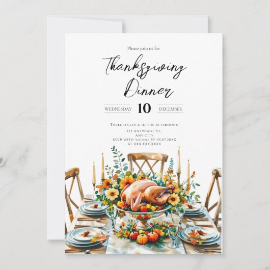 Ansammlung Erntedank Abendessen Einladung (Vorderseite)