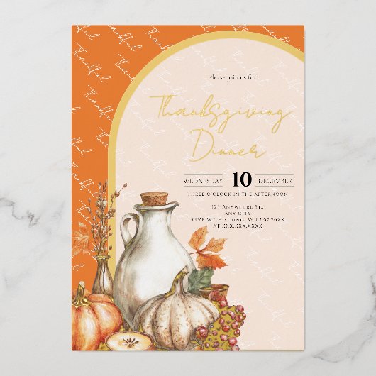 Ansammlung Erntedank Abendessen Folieneinladung (Vorderseite)