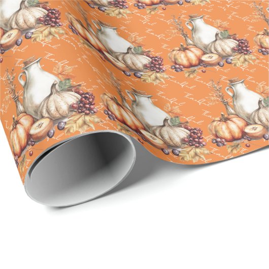 Ansammlung Erntedank Abendessen Geschenkpapier (Rolleneckpunkt)