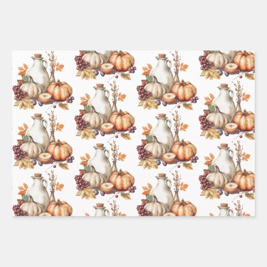 Ansammlung Erntedank Abendessen Geschenkpapier Set (Vorderseite 2)