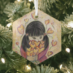 Ansammlung Liebe Herzlich Willkommen bei einem Ges Ornament Aus Glas