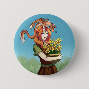 Ansammlung von Blume mit einem Drachen Button