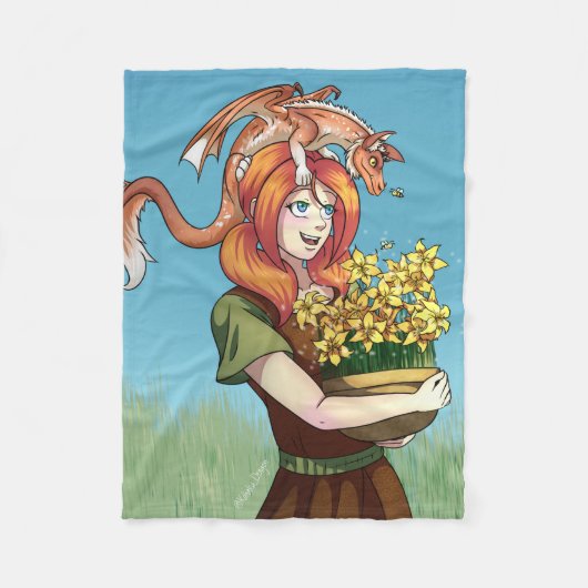 Ansammlung von Blume mit einem Drachen Fleecedecke (Vorderseite)
