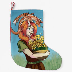 Ansammlung von Blume mit einem Drachen Kleiner Weihnachtsstrumpf