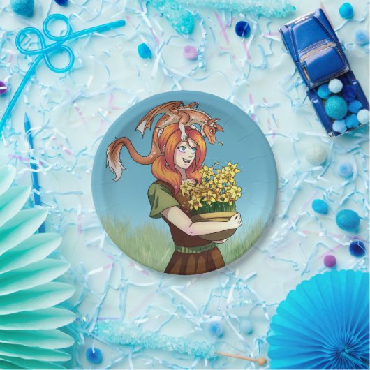 Ansammlung von Blume mit einem Drachen Pappteller (Party)