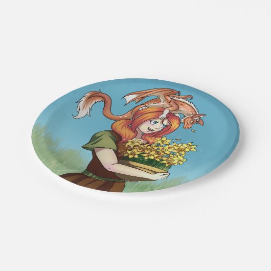 Ansammlung von Blume mit einem Drachen Pappteller (Schrägansicht)