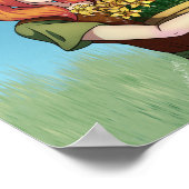 Ansammlung von Blume mit einem Drachen Poster (Ecke)